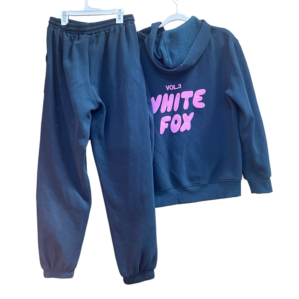 White Fox Boutique Vol. 3 Forest Green Hoodie and Joggers Set Pink Logo S/M - Picture 3 of 16